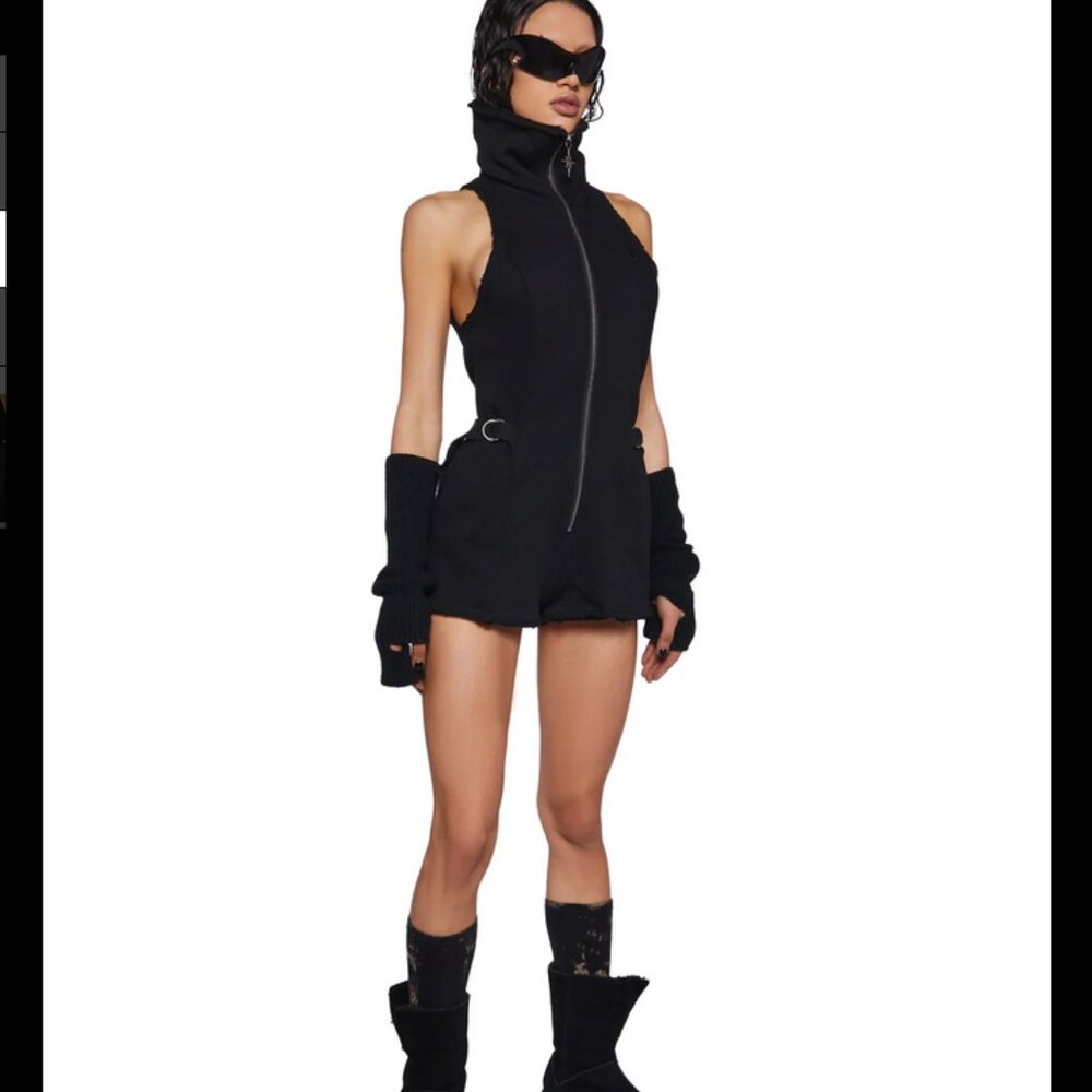 Darker Wavs - Dolls Kill - Crossfade Sleeveless Romper - Black - Festival Outfit